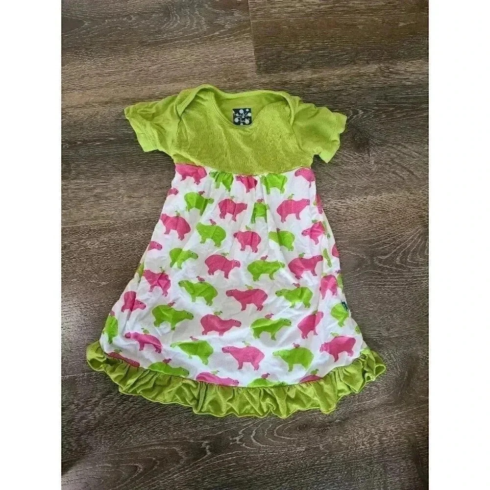 Bamboo Kickee Pants‎ Hippo Dress 6-12m #3